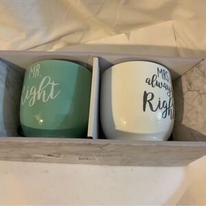 New Mhi Ceramic 18oz Mr Right, Mrs always right Mug Set of 2